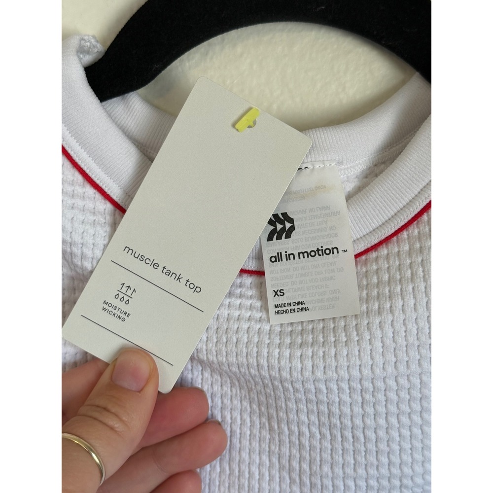 All In Motion Womens Muscle Tank Top White Red Waffle Knit Moisture Wicking XS - Picture 3 of 4